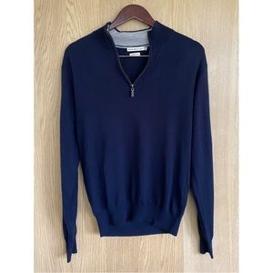 Peter Millar Merino Wool Sweater Men’s Small Navy Blue Quarter Zip Golf Pullover